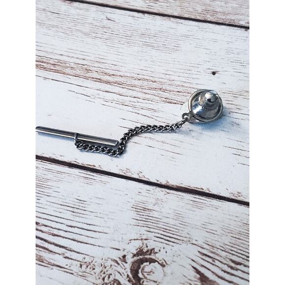 Vintage Tie Tack - Silver Tone with Leaf Design - Picture 3 of 4